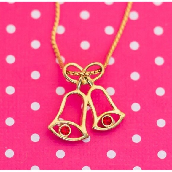Vintage Ribbon Bells Choker Necklace by Avon 16 inch - P11 - Picture 1 of 3